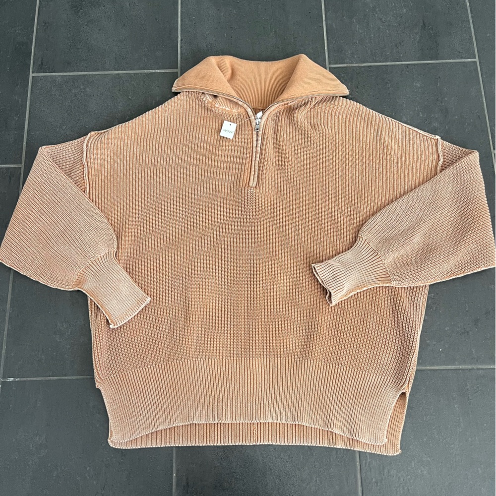 Aerie Women’s Brown quarter zip sweater